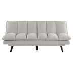 Canapé-lit convertible, tissu capitonné gris clair, pieds noirs, 78 pouces