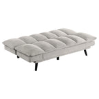 Canapé-lit convertible, tissu capitonné gris clair, pieds noirs, 78 pouces