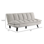 Canapé-lit convertible, tissu capitonné gris clair, pieds noirs, 78 pouces