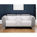 Causeuse inclinable électrique de 77 po avec console de rangement – Similicuir et microfibre, gris/blanc