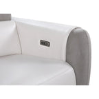 Causeuse inclinable électrique de 77 po avec console de rangement – Similicuir et microfibre, gris/blanc