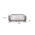 Causeuse inclinable électrique de 77 po avec console de rangement – Similicuir et microfibre, gris/blanc