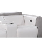 Causeuse inclinable électrique de 77 po avec console de rangement – Similicuir et microfibre, gris/blanc