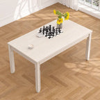 Table à manger en bois massif gris avec pieds carrés, table de cuisine de style ferme de 160 cm pour 4-6 personnes