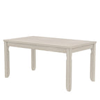 Table à manger en bois massif gris avec pieds carrés, table de cuisine de style ferme de 160 cm pour 4-6 personnes