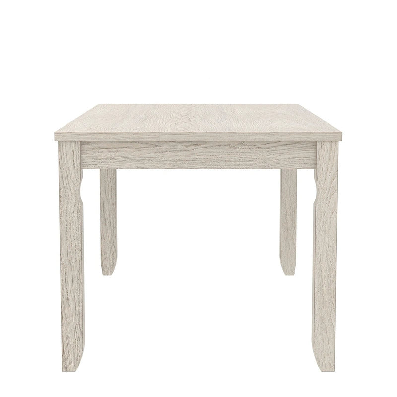 Table à manger en bois massif gris avec pieds carrés, table de cuisine de style ferme de 160 cm pour 4-6 personnes