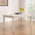 Table à manger en bois massif gris avec pieds carrés, table de cuisine de style ferme de 160 cm pour 4-6 personnes