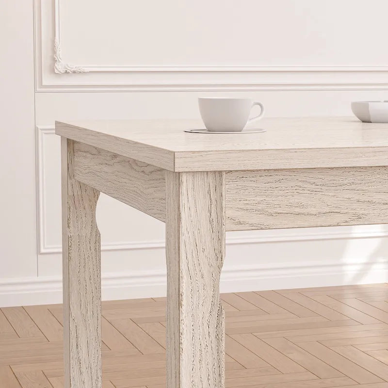 Table à manger en bois massif gris avec pieds carrés, table de cuisine de style ferme de 160 cm pour 4-6 personnes