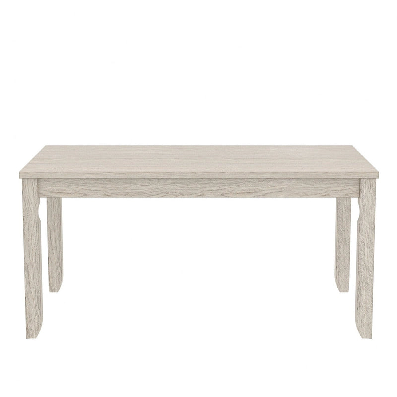 Table à manger en bois massif gris avec pieds carrés, table de cuisine de style ferme de 160 cm pour 4-6 personnes