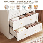 Armoire haute avec 2 portes à persiennes, tringle de suspension et 2 tiroirs