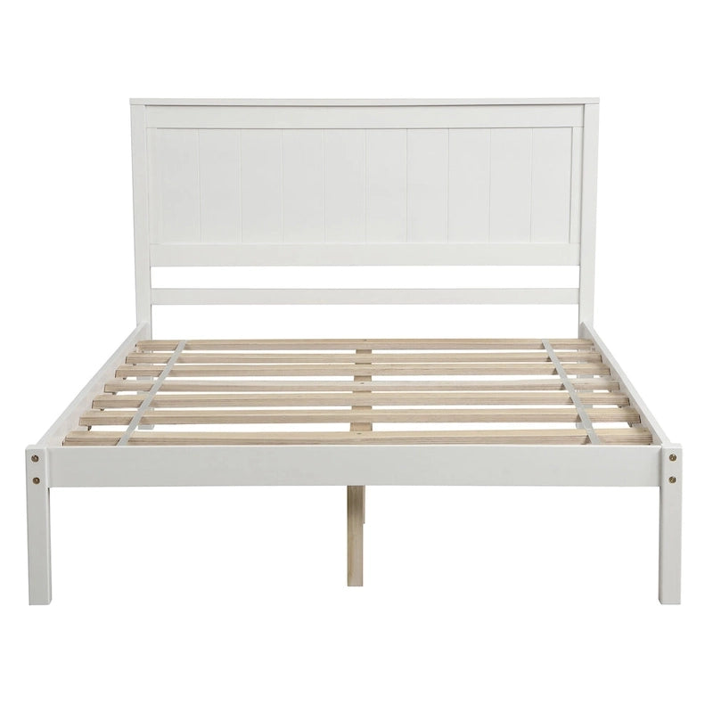 Cadre de lit plateforme complet avec tête de lit – Bois de pin et MDF, Espresso/Blanc/Chêne