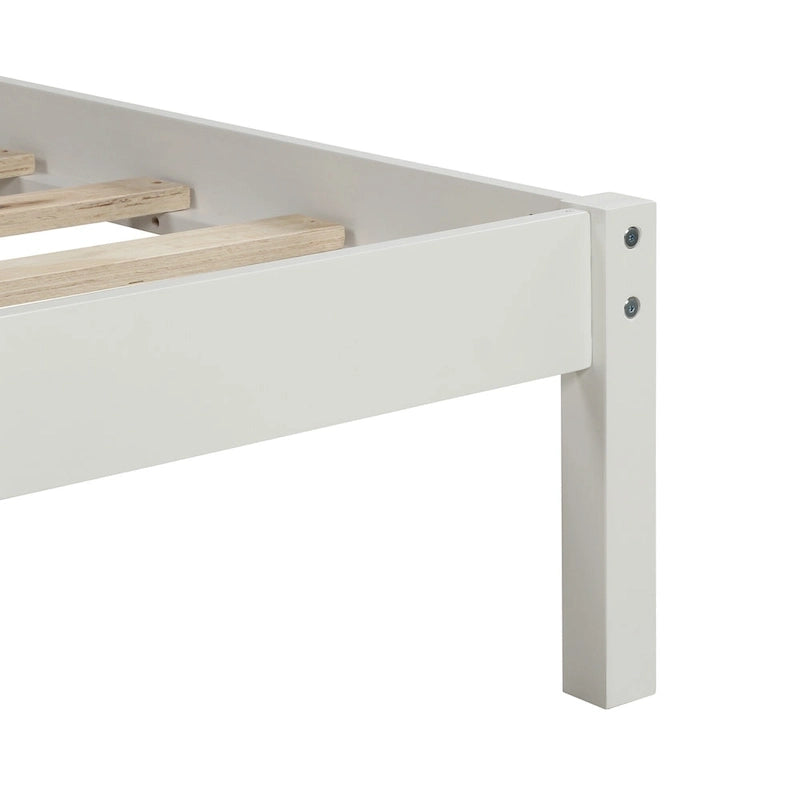 Cadre de lit plateforme complet avec tête de lit – Bois de pin et MDF, Espresso/Blanc/Chêne