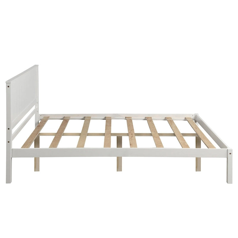 Cadre de lit plateforme complet avec tête de lit – Bois de pin et MDF, Espresso/Blanc/Chêne