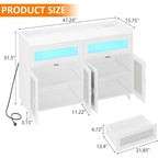 Meuble Buffet avec Éclairage LED et Prises de Courant