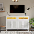Meuble Buffet avec Éclairage LED et Prises de Courant
