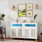 Meuble Buffet avec Éclairage LED et Prises de Courant