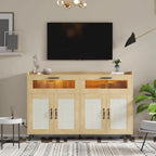 Meuble Buffet avec Éclairage LED et Prises de Courant