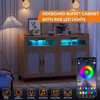 Meuble Buffet avec Éclairage LED et Prises de Courant