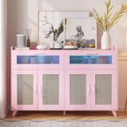 Meuble Buffet avec Éclairage LED et Prises de Courant