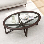 Table d'appoint à plateau en verre et piètement en bois