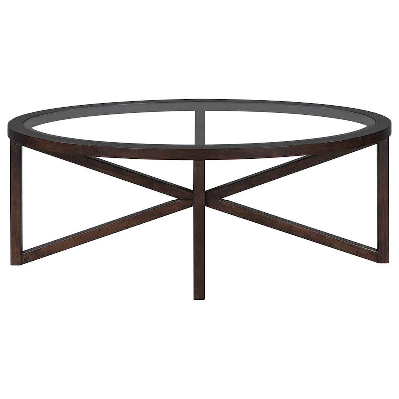 Table d'appoint à plateau en verre et piètement en bois
