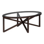 Table d'appoint à plateau en verre et piètement en bois