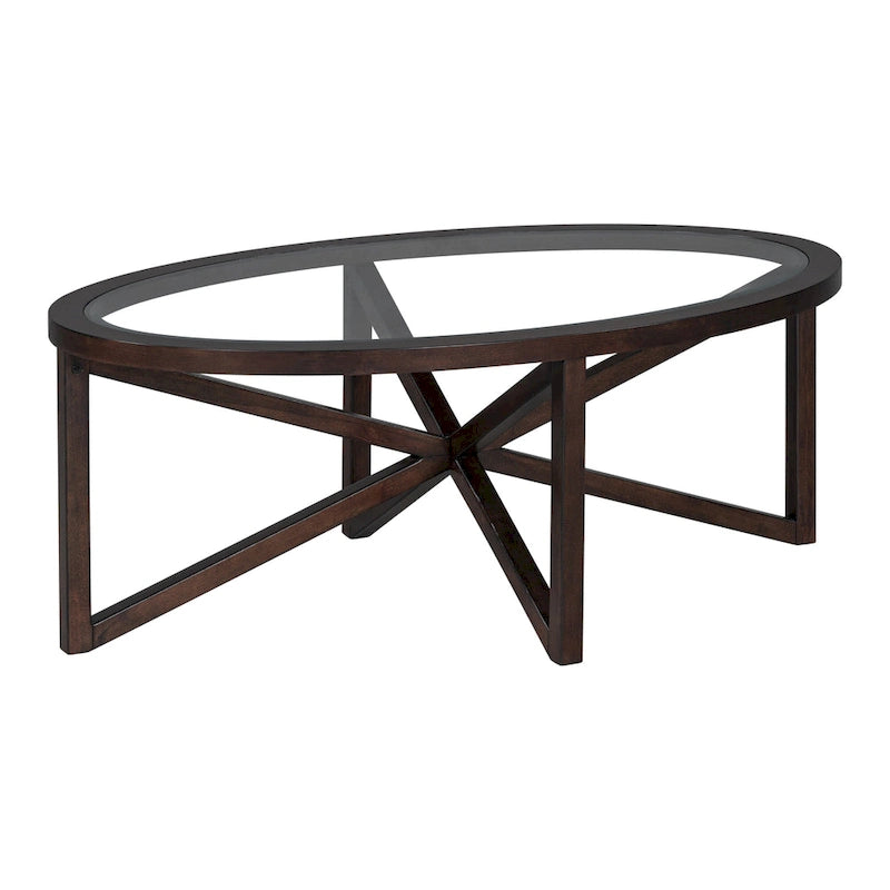 Table d'appoint à plateau en verre et piètement en bois
