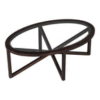Table d'appoint à plateau en verre et piètement en bois