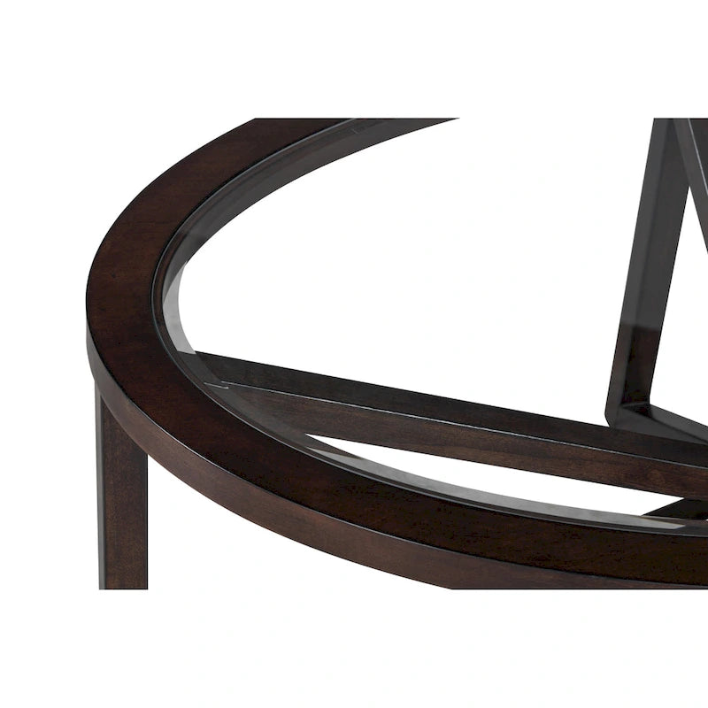 Table d'appoint à plateau en verre et piètement en bois