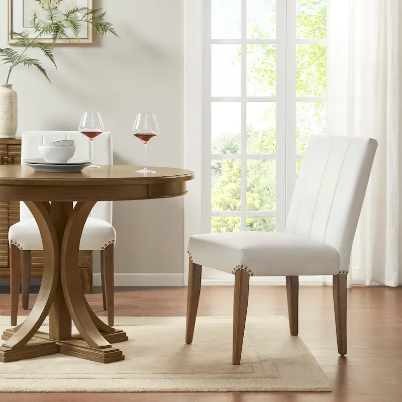 Lot de 2 chaises de salle à manger capitonnées couleur crème