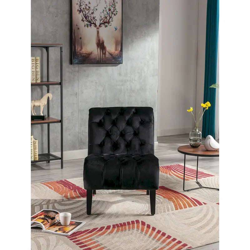Fauteuil d'appoint rembourré avec pieds en bois