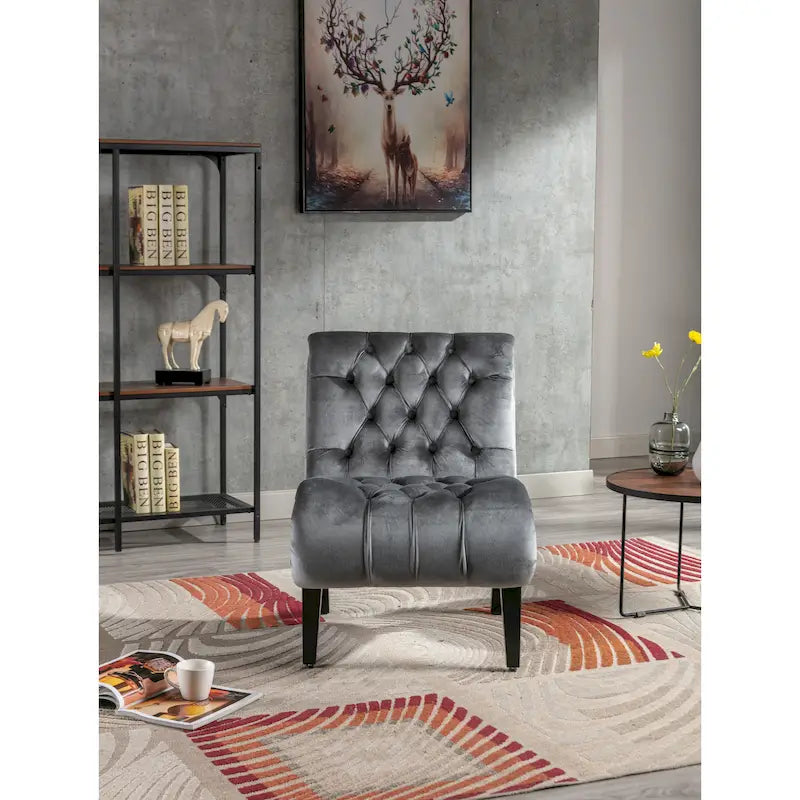 Fauteuil d'appoint rembourré avec pieds en bois