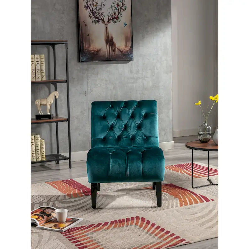 Fauteuil d'appoint rembourré avec pieds en bois