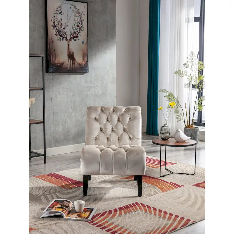 Fauteuil d'appoint rembourré avec pieds en bois