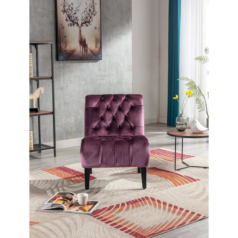 Fauteuil d'appoint rembourré avec pieds en bois