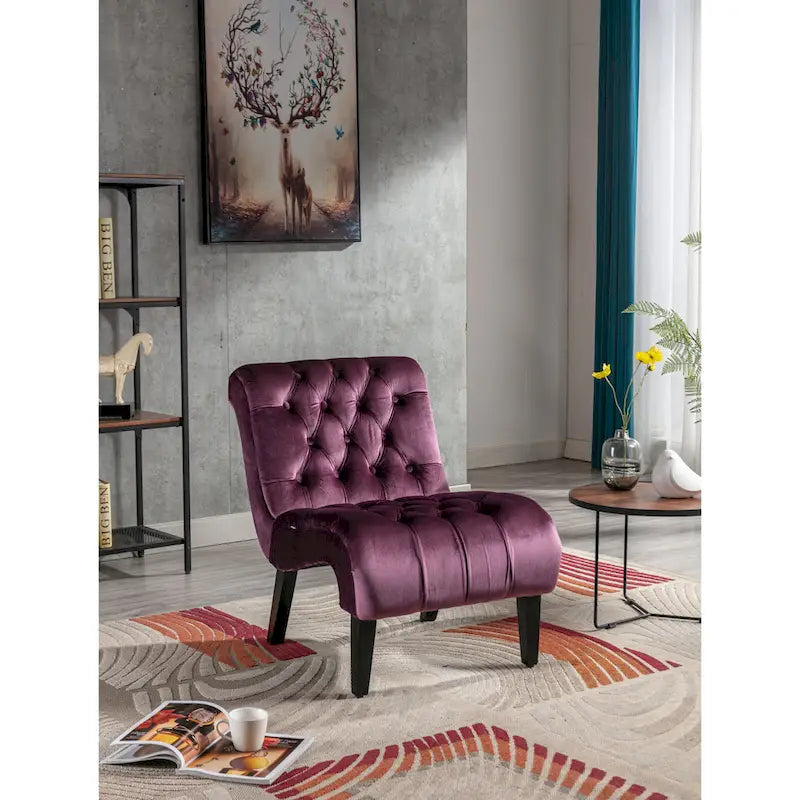 Fauteuil d'appoint rembourré avec pieds en bois