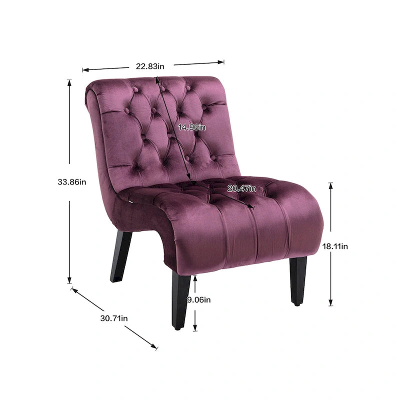 Fauteuil d'appoint rembourré avec pieds en bois