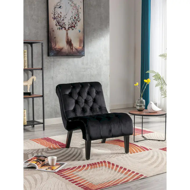 Fauteuil d'appoint rembourré avec pieds en bois