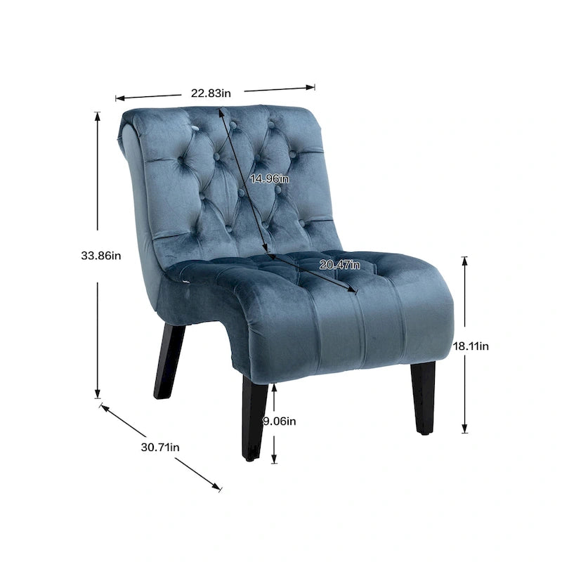 Fauteuil d'appoint rembourré avec pieds en bois