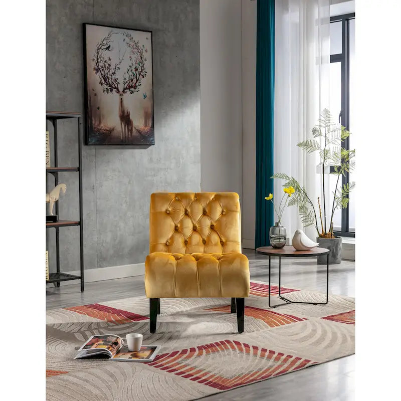 Fauteuil d'appoint rembourré avec pieds en bois