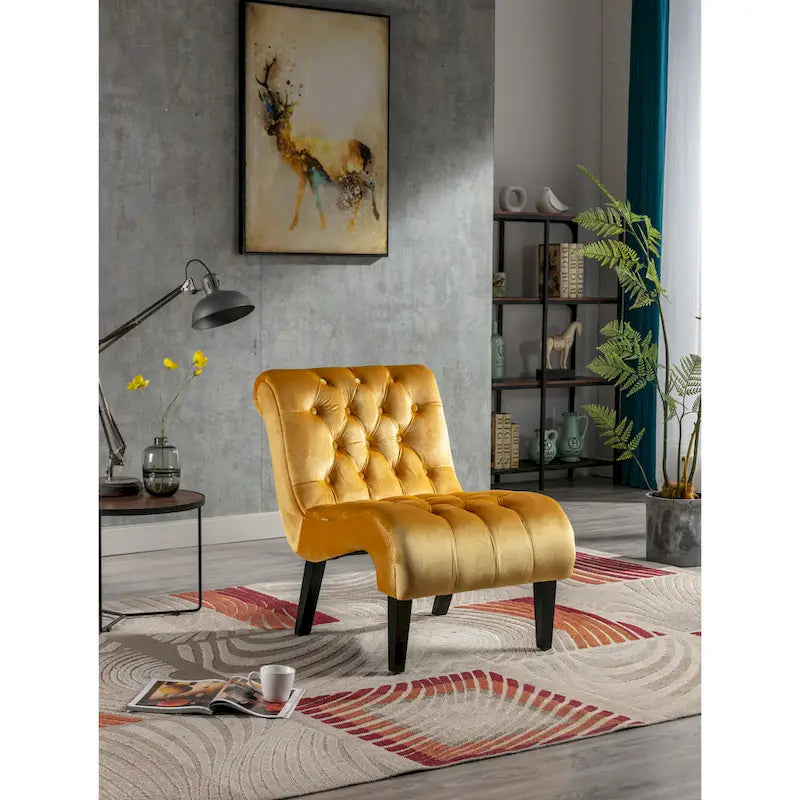 Fauteuil d'appoint rembourré avec pieds en bois