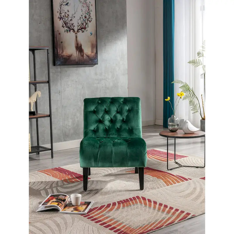 Fauteuil d'appoint rembourré avec pieds en bois