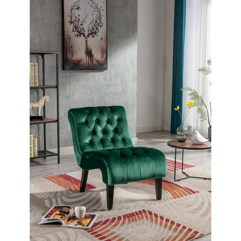 Fauteuil d'appoint rembourré avec pieds en bois