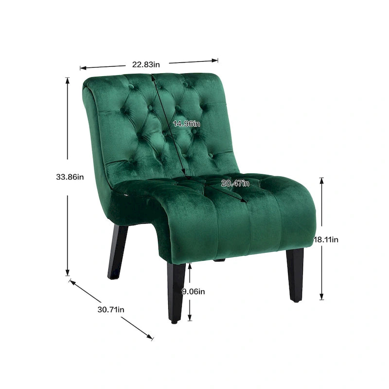 Fauteuil d'appoint rembourré avec pieds en bois