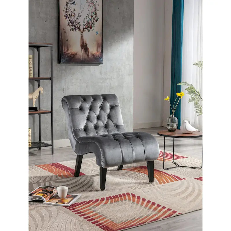 Fauteuil d'appoint rembourré avec pieds en bois