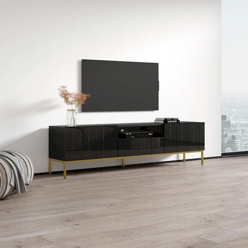 Meuble TV 75 pouces avec façades laquées brillantes