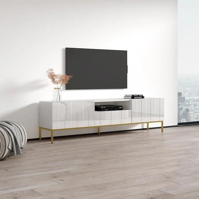 Meuble TV 75 pouces avec façades laquées brillantes