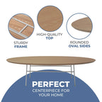 Table basse ovale moderne avec cadre en acier