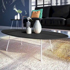 Table basse ovale moderne avec cadre en acier