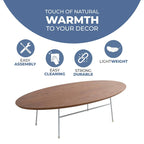 Table basse ovale moderne avec cadre en acier